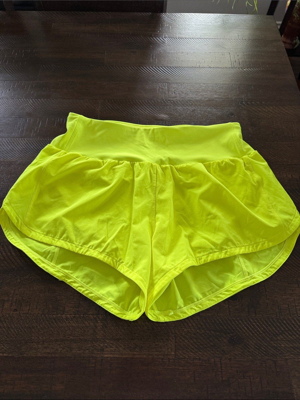 Women’s Neon Yellow Athletic Running Shorts with High Waistband
